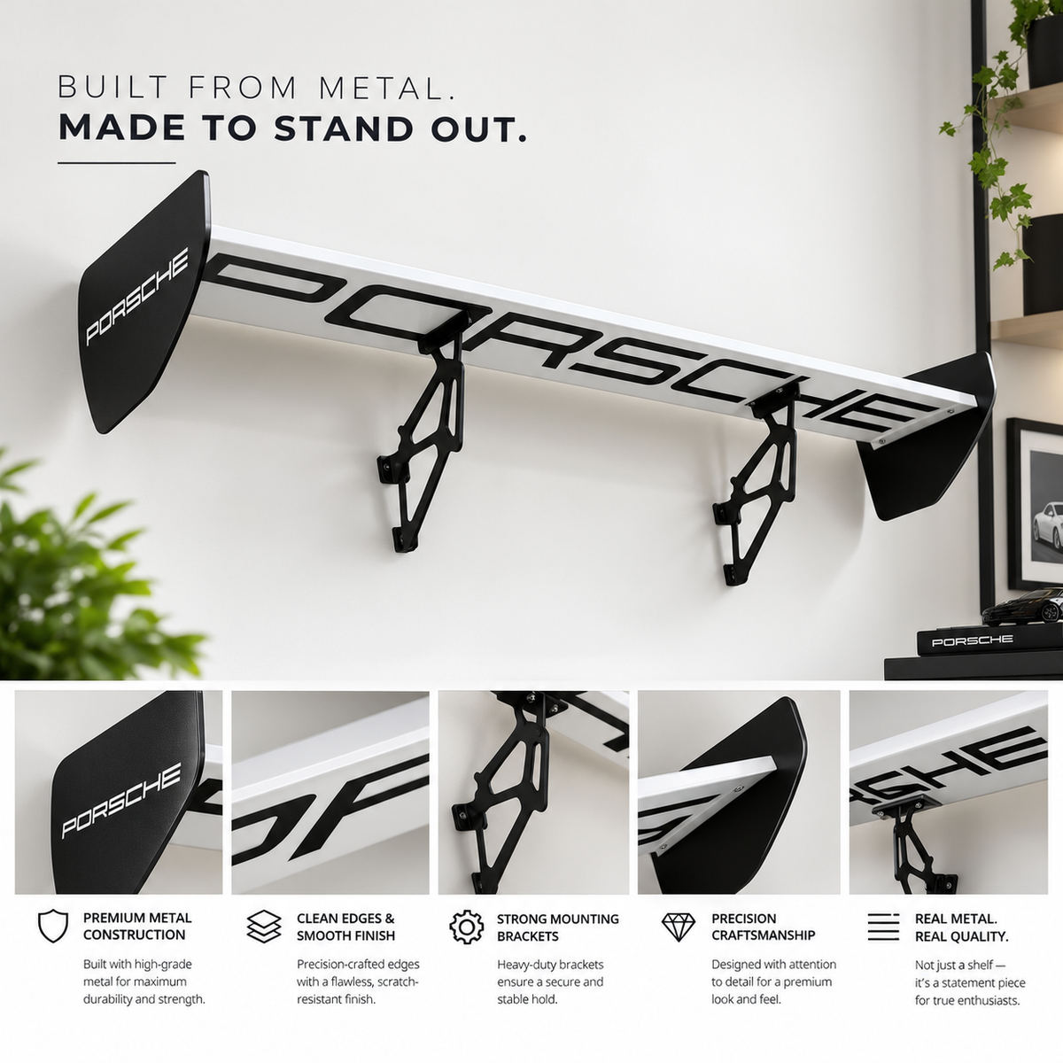 Porsche Car Spoiler Wall Shelf