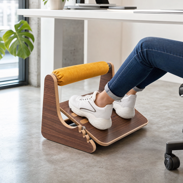 Ergonomic Footrest Under Desk – Handmade Leather Leg Rest