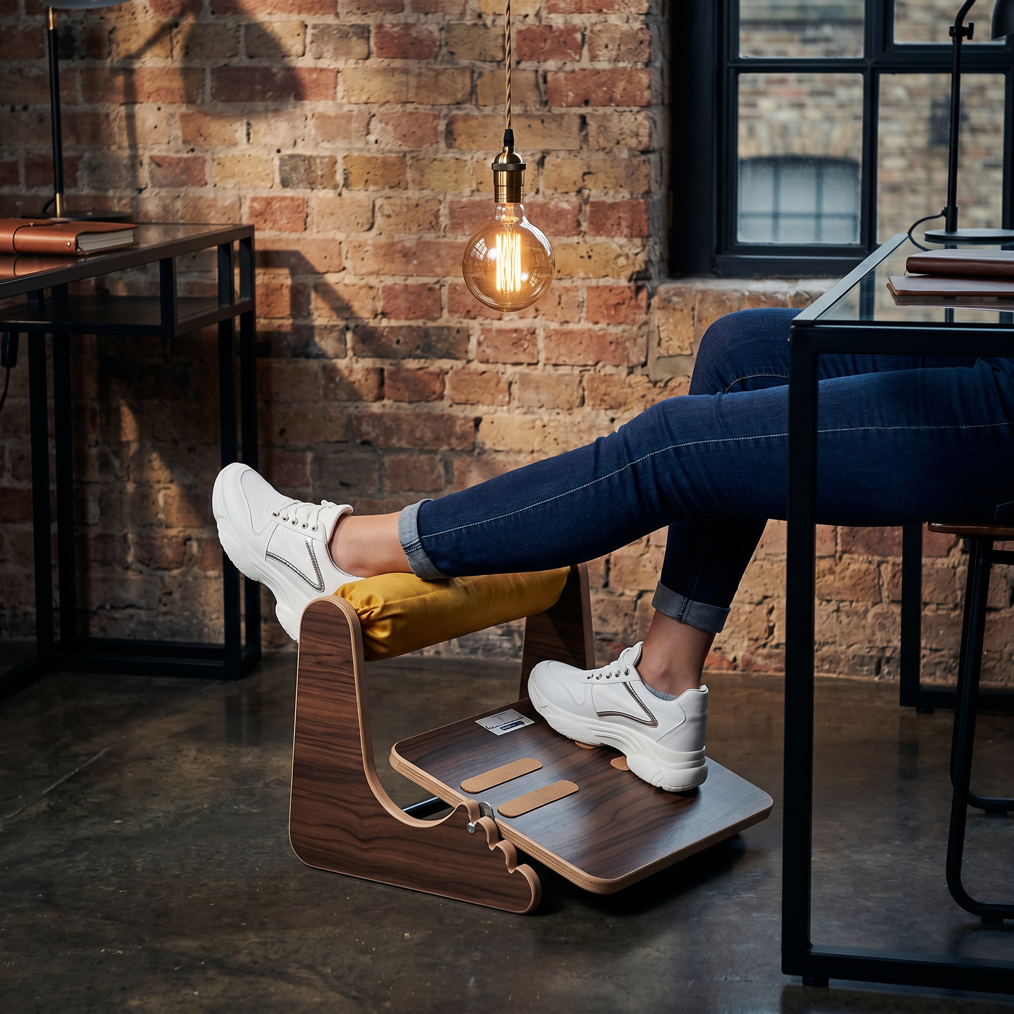 Ergonomic Footrest Under Desk – Handmade Leather Leg Rest
